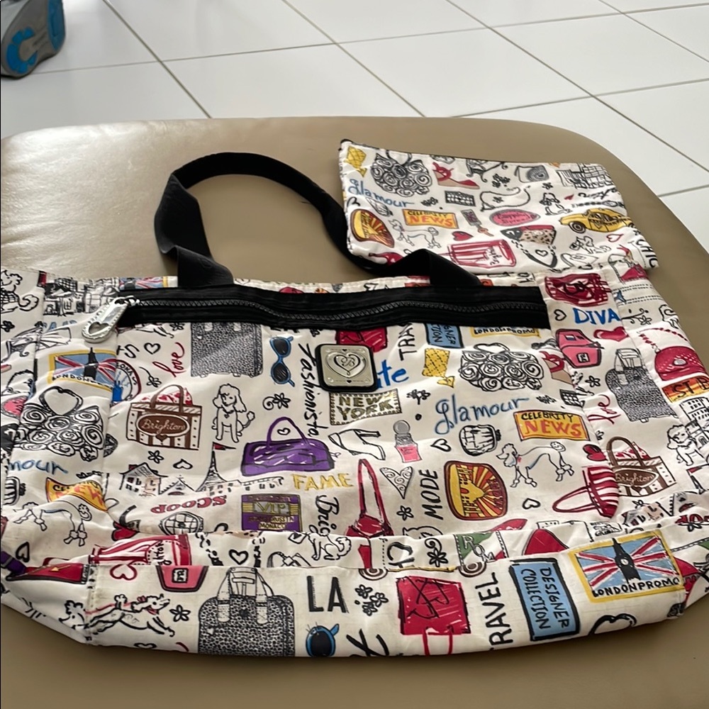Stylish Multicolor Tote Bag for travel by Brighton with small matching bag